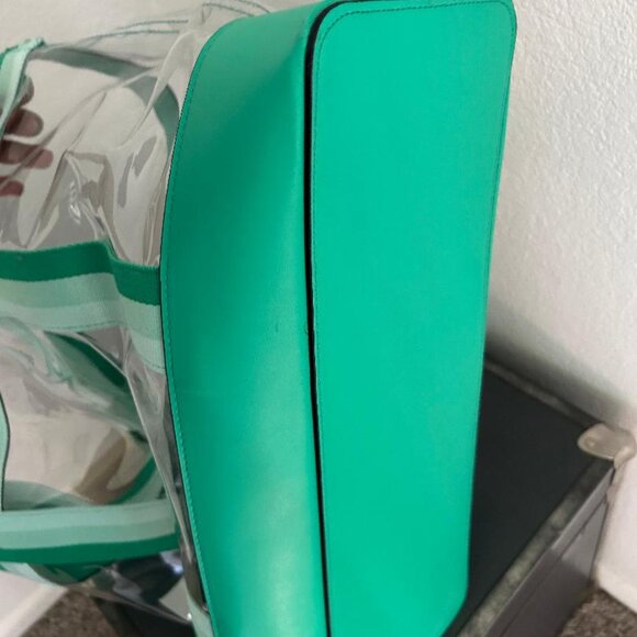 Green and Clear Large Tote with Small Clutch - Picture 4 of 6